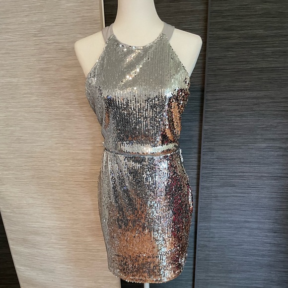 LuLu’s Silver Sequin Dress - Picture 3 of 8